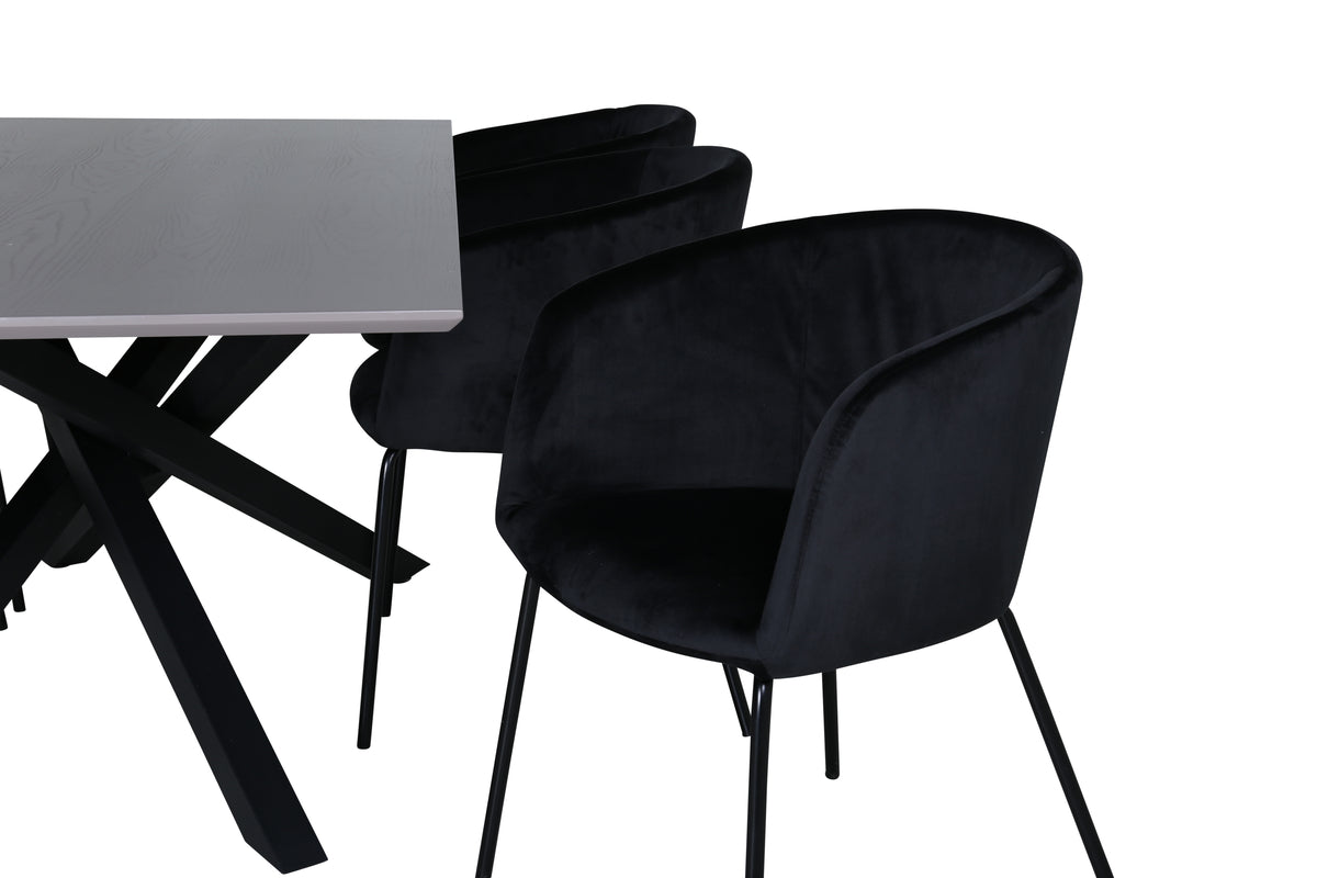 Venture Design Berit & Piazza Matstolar Svart + Rektangulära Matbord 180 x 90 Svart