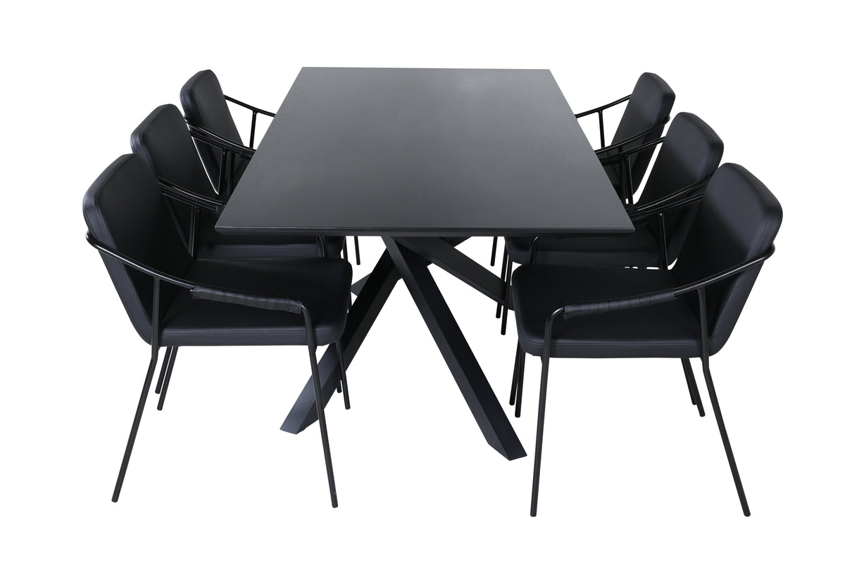 Venture Design Tvist & Piazza Matstolar Svart + Matbord 90x180