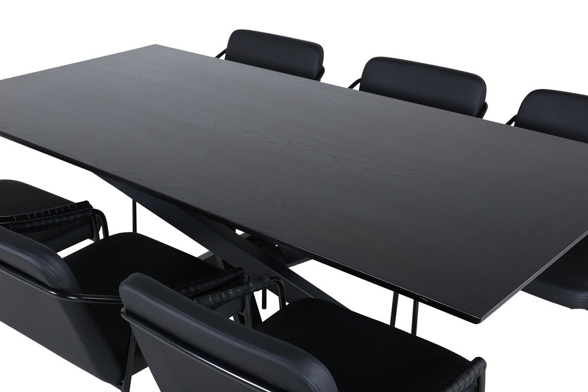 Venture Design Tvist & Piazza Matstolar Svart + Matbord 90x180