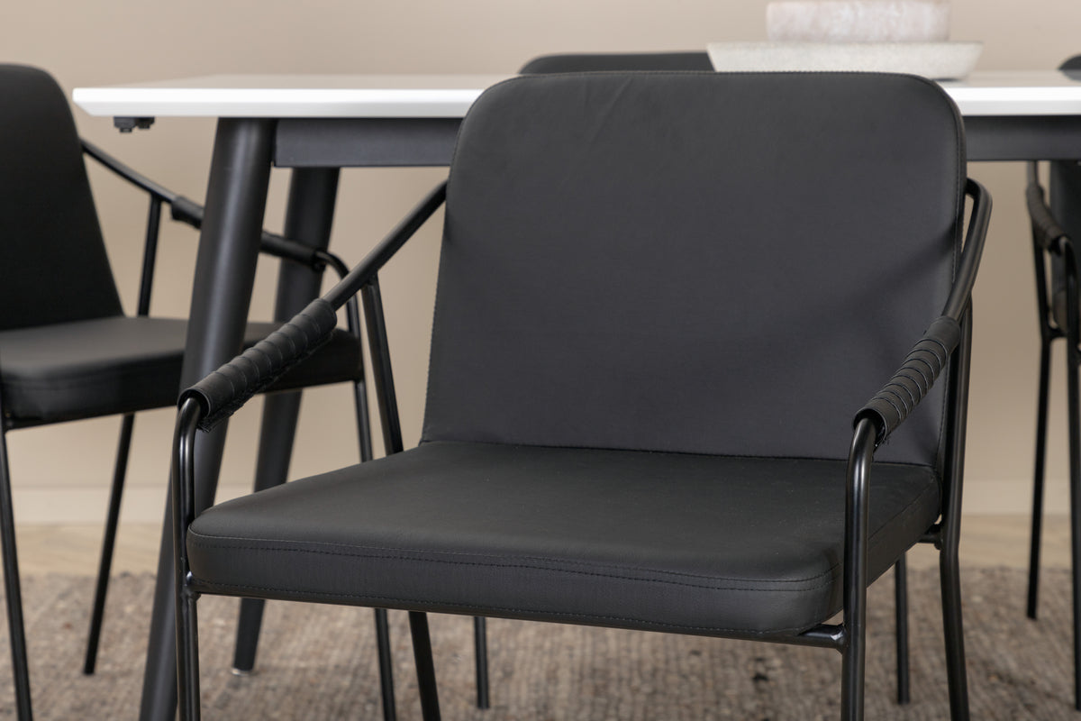 Venture Design Jimmy & Tvist Matbord 90 x 195 + Matstolar Svart