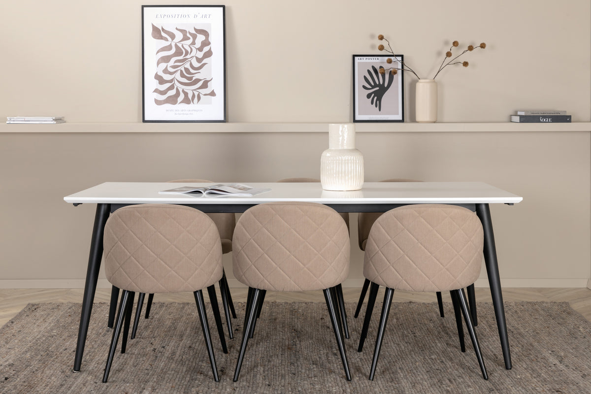Venture Design Jimmy & Velvet Matbord 90 x 195 + Matstolar Beige
