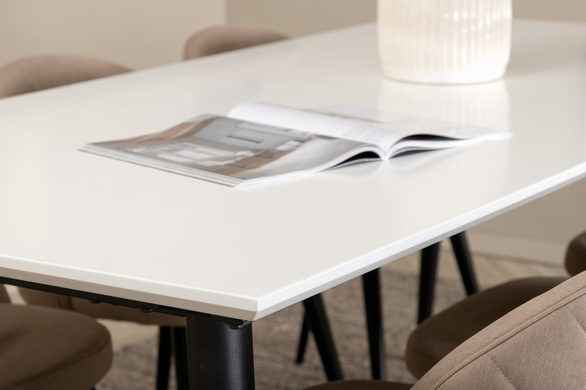 Venture Design Jimmy & Velvet Matbord 90 x 195 + Matstolar Beige