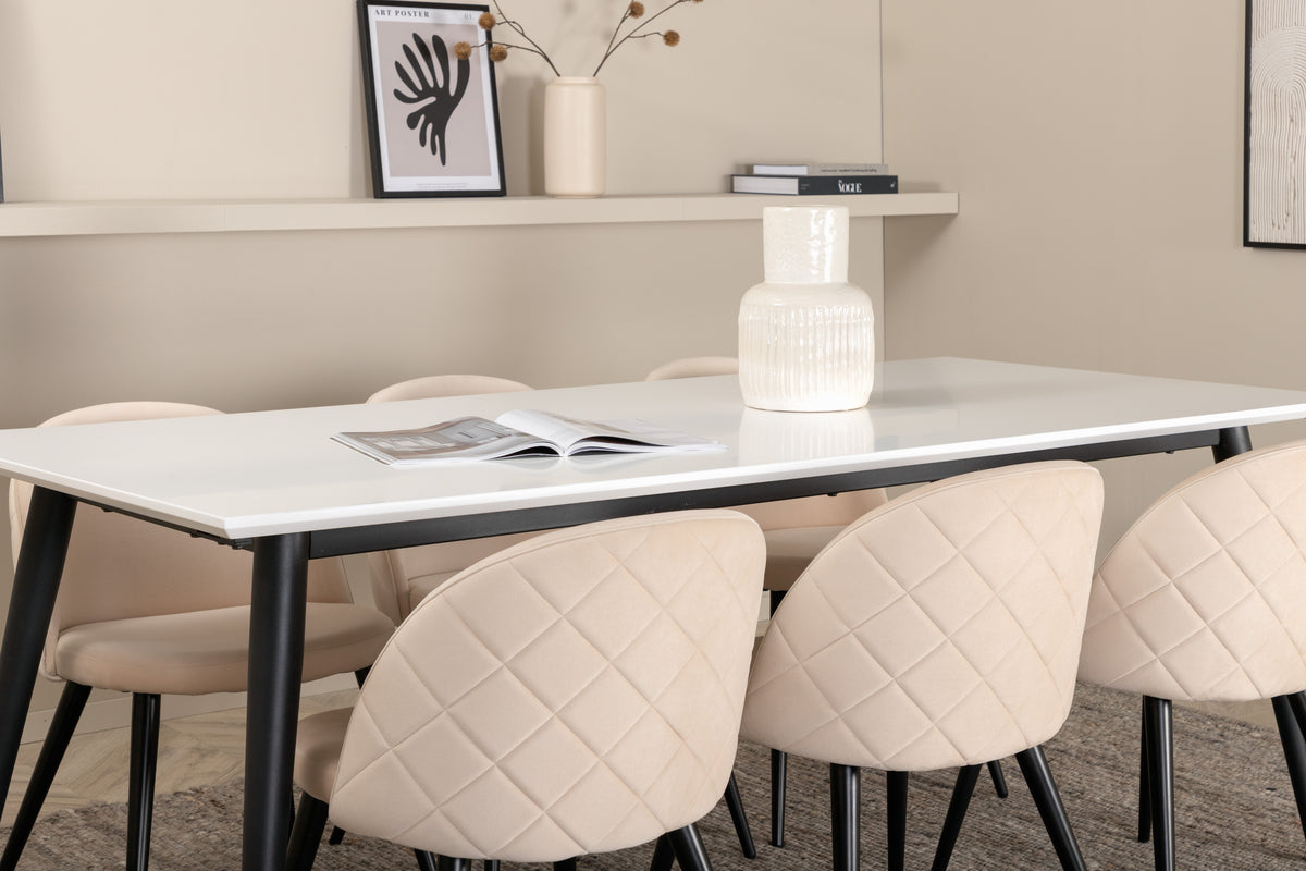Venture Design Jimmy & Velvet Matbord 90 x 195 + Matstolar Beige