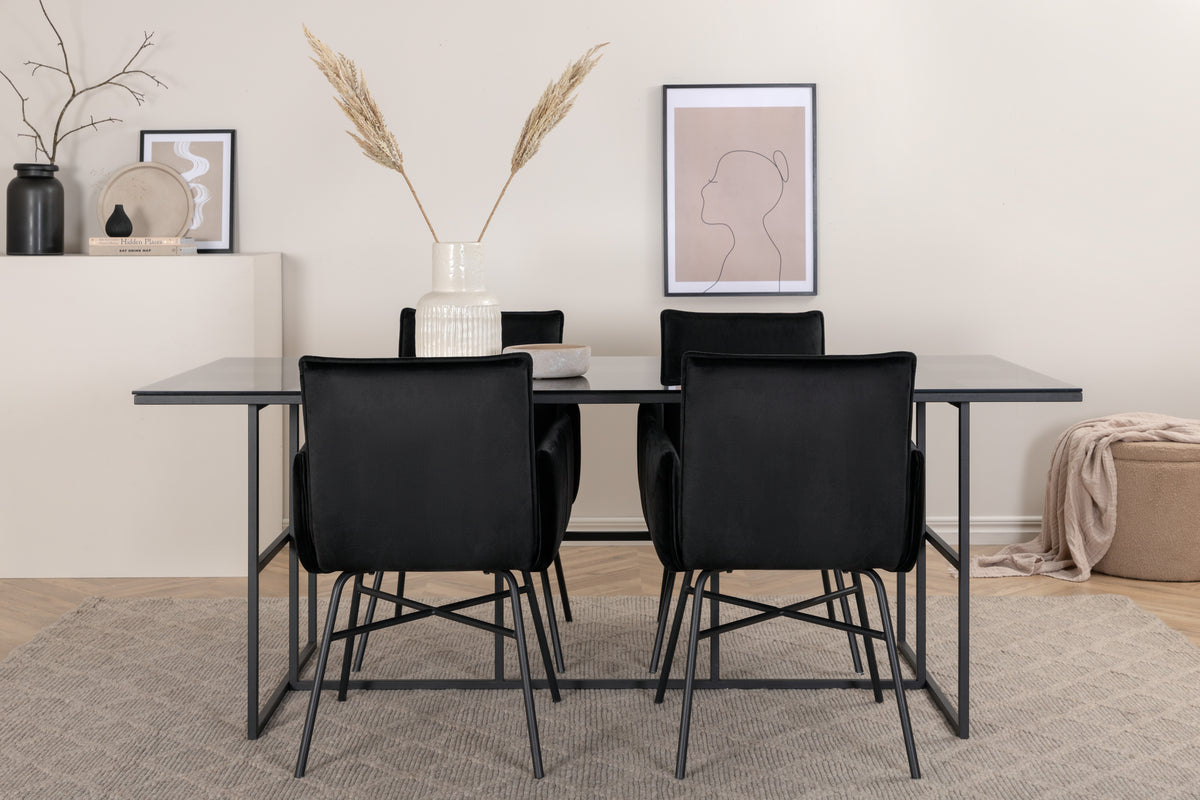Venture Design Petra & Leif Matstolar Svart + Matbord 90x200