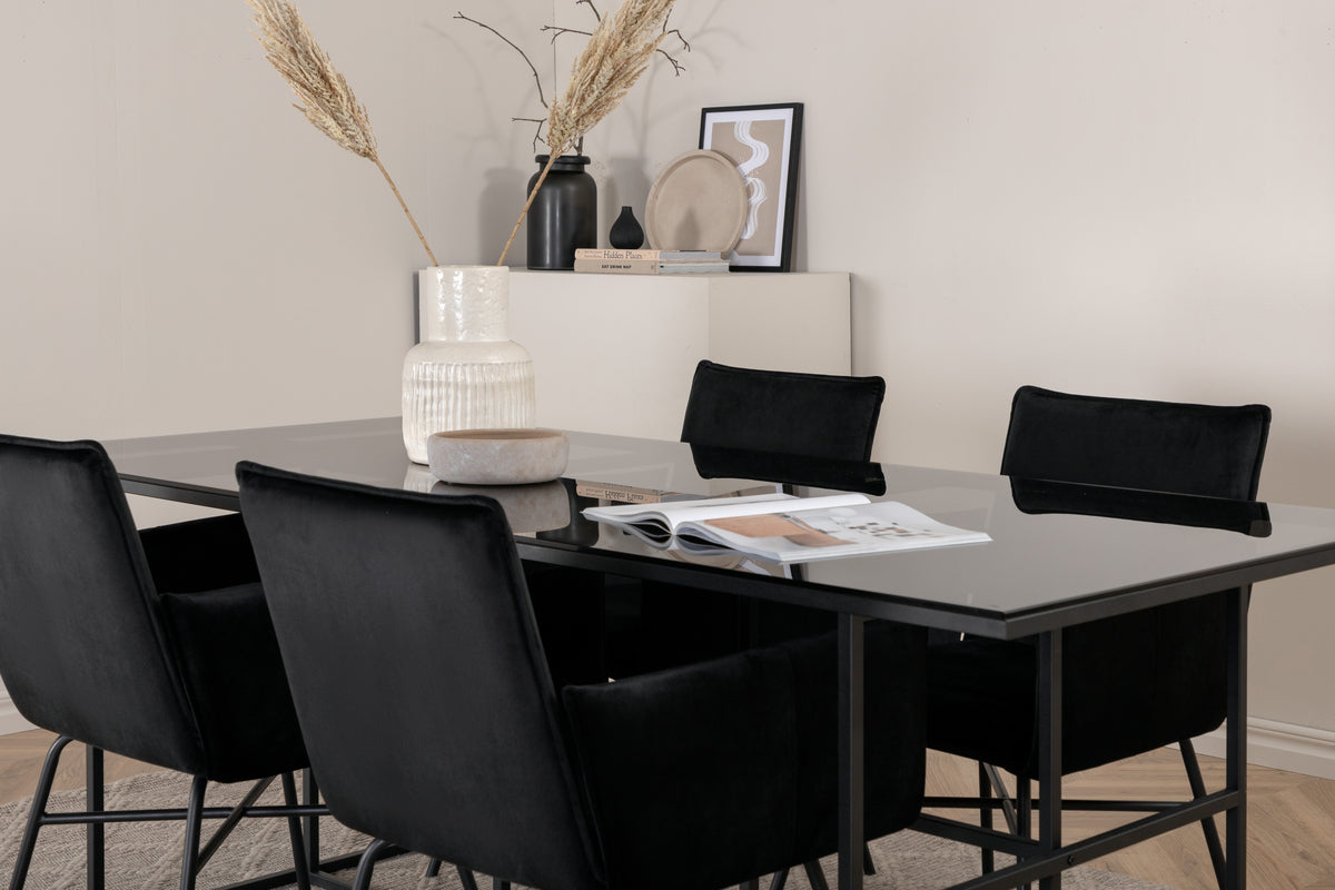 Venture Design Petra & Leif Matstolar Svart + Matbord 90x200