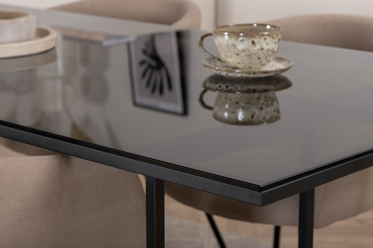 Venture Design Berit & Leif Matstolar Beige + Rektangulära Matbord 200 x 90 Svart