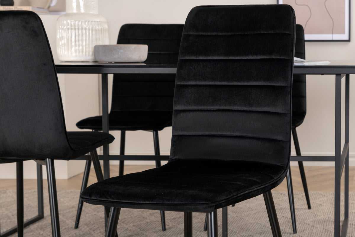 Venture Design Leif & Windu Matbord 90x200 + Matstolar Svart