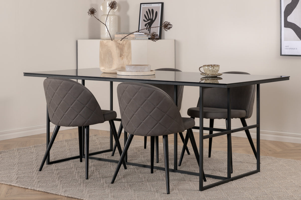 Venture Design Leif & Velvet Matbord 90x200 + Matstolar Grå