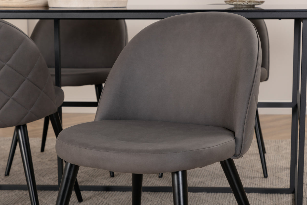 Venture Design Leif & Velvet Matbord 90x200 + Matstolar Grå