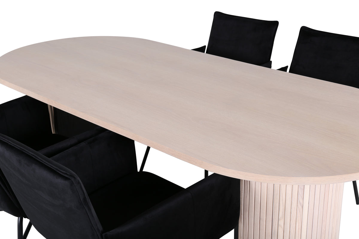Venture Design Petra & Bianca Matstolar Svart + Matbord 90x200