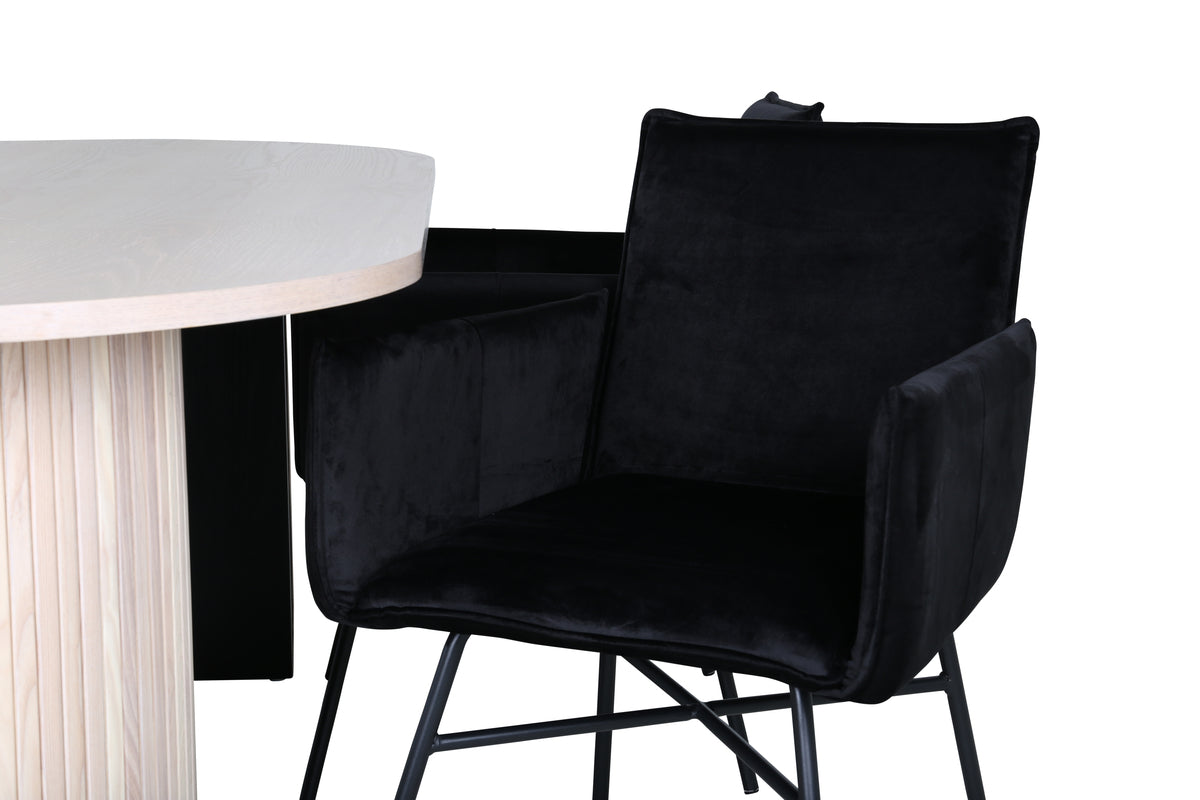 Venture Design Petra & Bianca Matstolar Svart + Matbord 90x200