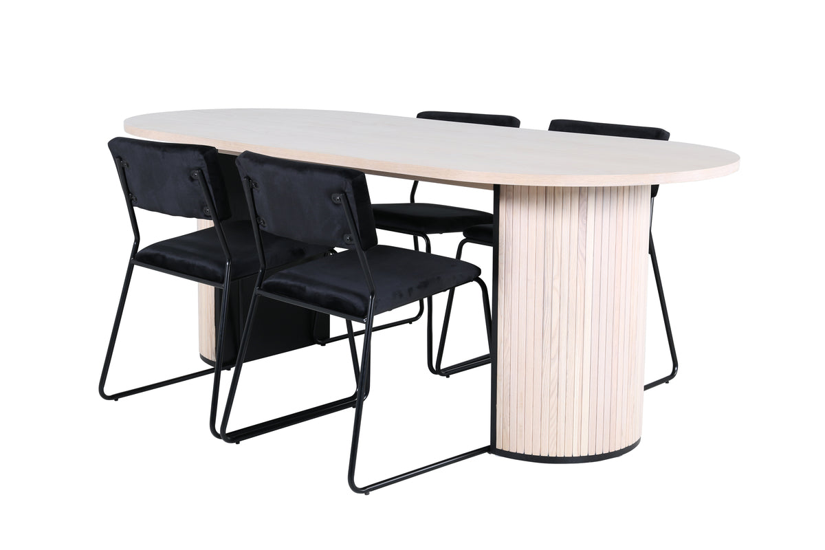 Venture Design Kenth & Bianca Matstolar Svart + Matbord 90x200