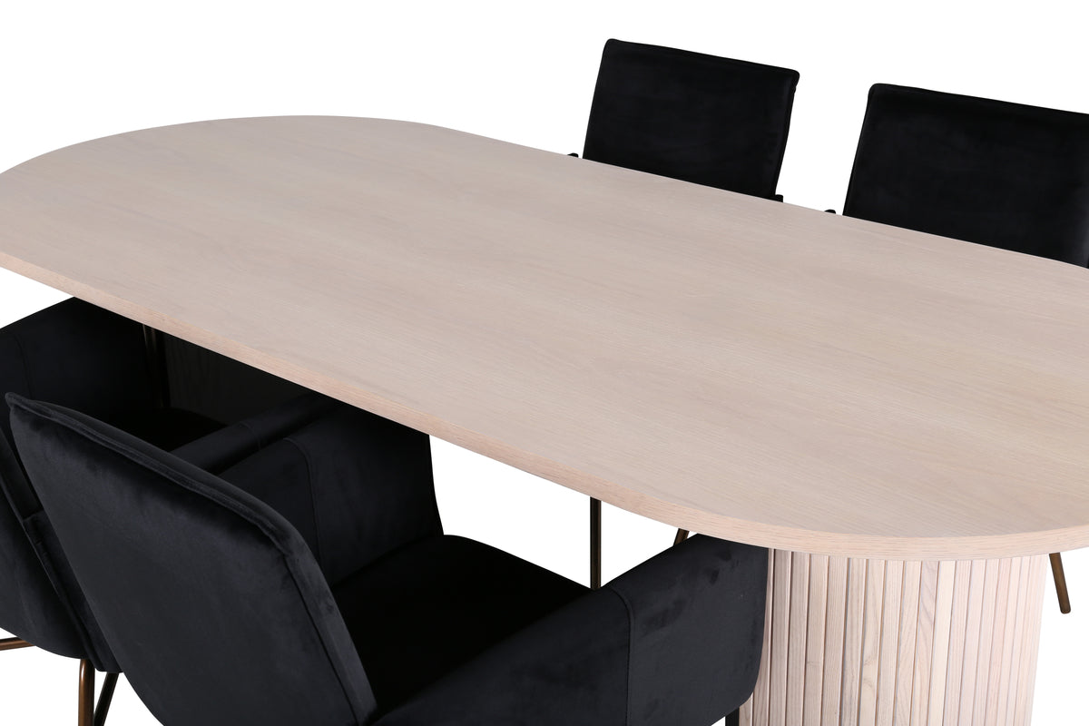 Venture Design Petra & Bianca Matstolar Svart + Matbord 90x200