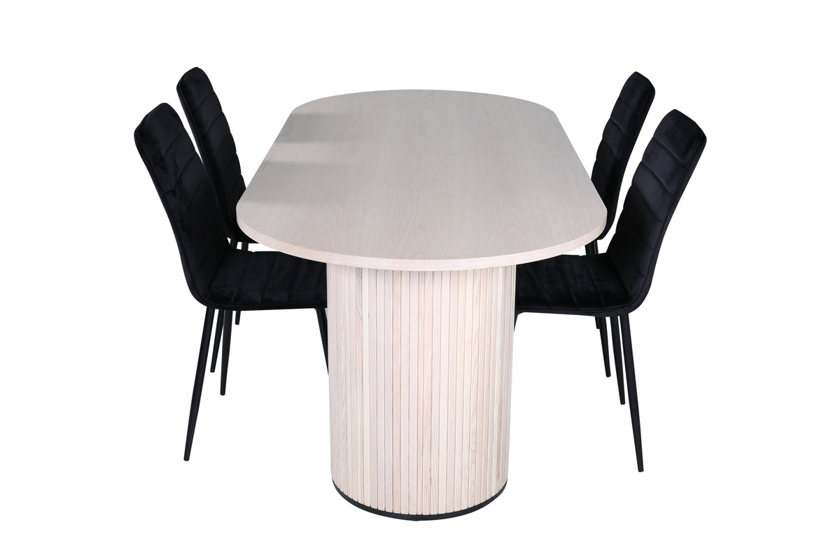 Venture Design Bianca & Windu Matbord 90x200 + Matstolar Svart