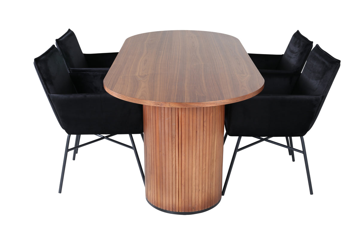Venture Design Petra & Bianca Matstolar Svart + Matbord 90x200