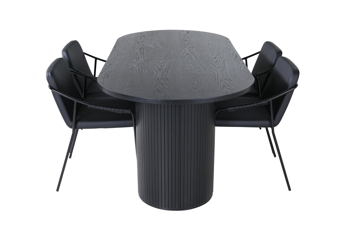Venture Design Tvist & Bianca Matstolar Svart + Matbord 90x200