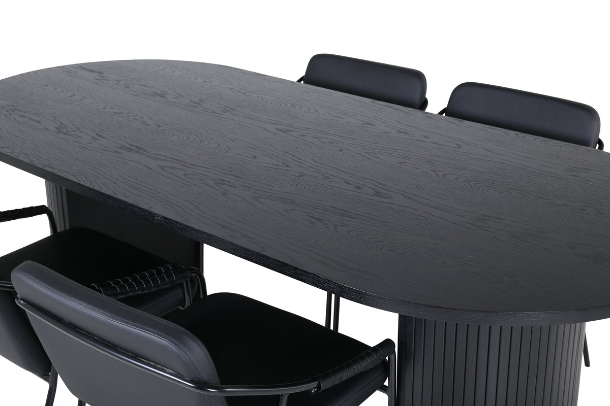 Venture Design Tvist & Bianca Matstolar Svart + Matbord 90x200