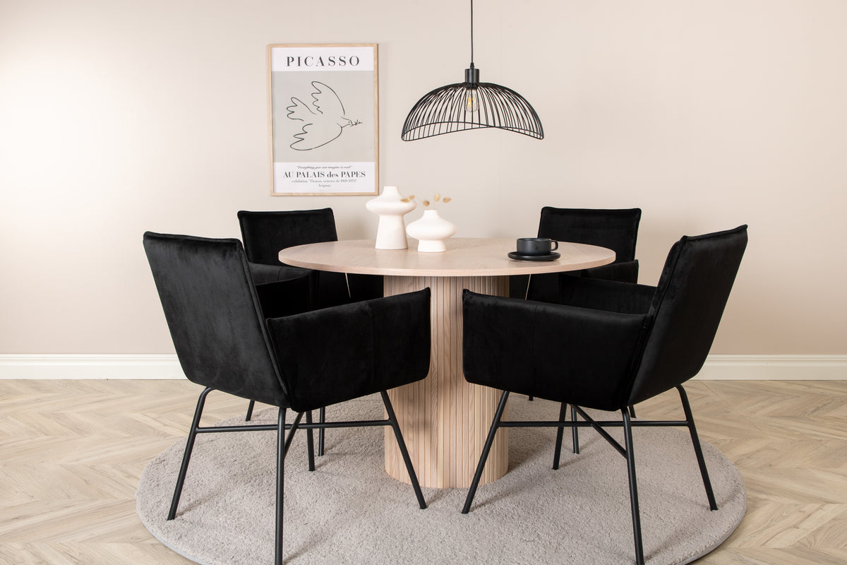 Venture Design Petra & Bianca Matstolar Svart + Matbord ⌀110
