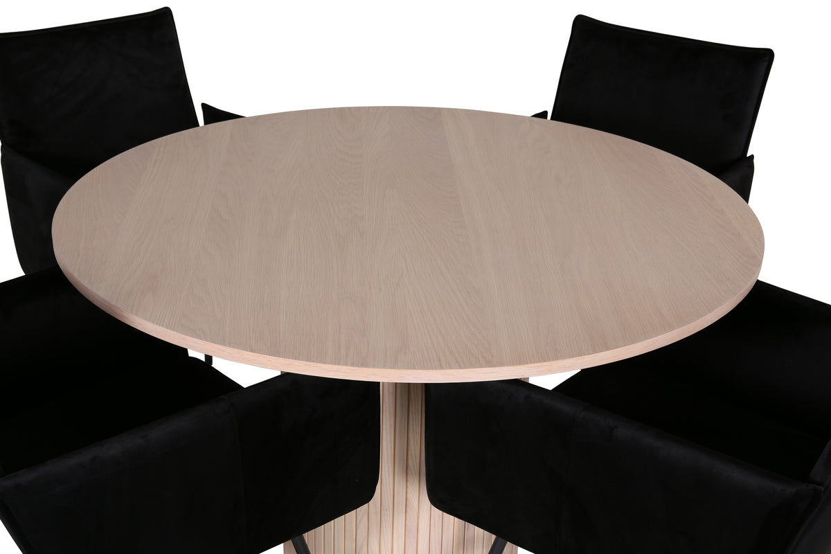 Venture Design Petra & Bianca Matstolar Svart + Matbord ⌀110