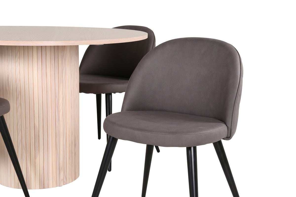 Venture Design Bianca & Velvet Matbord ⌀110 + Matstolar Grå