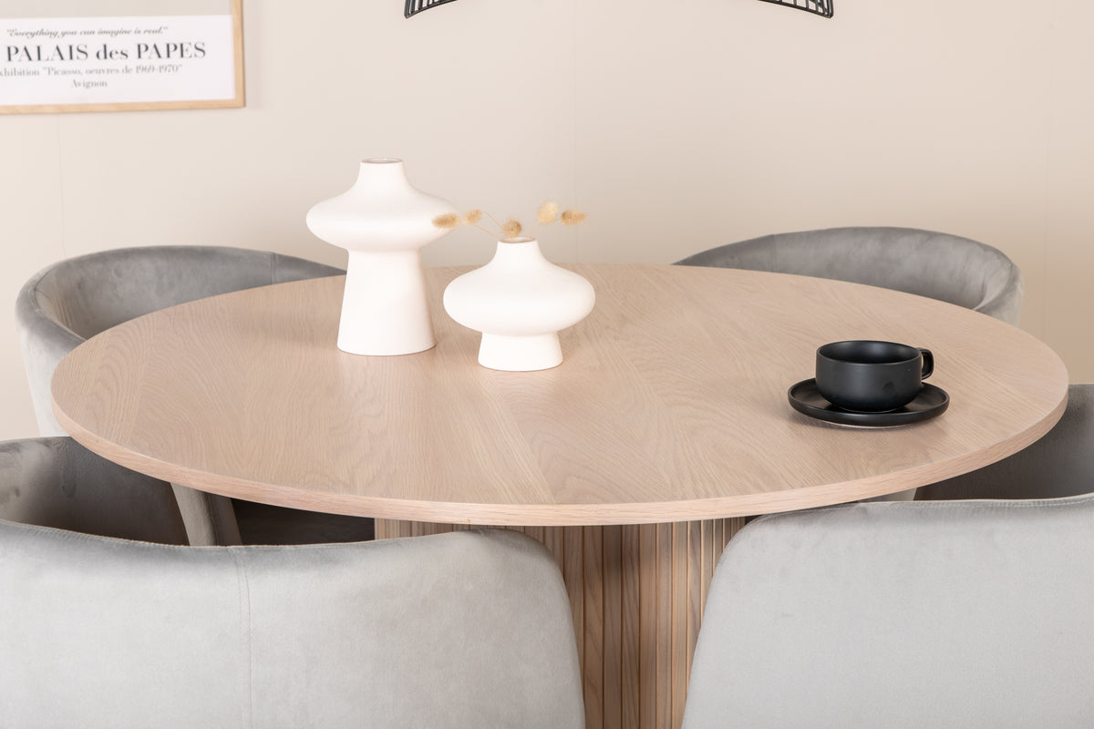 Venture Design Berit & Bianca Matstolar Grå + Runda Matbord ⌀110 Vitputsad