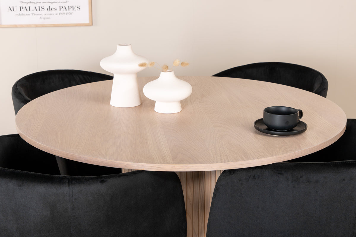 Venture Design Berit & Bianca Matstolar Svart + Runda Matbord ⌀110 Vitputsad