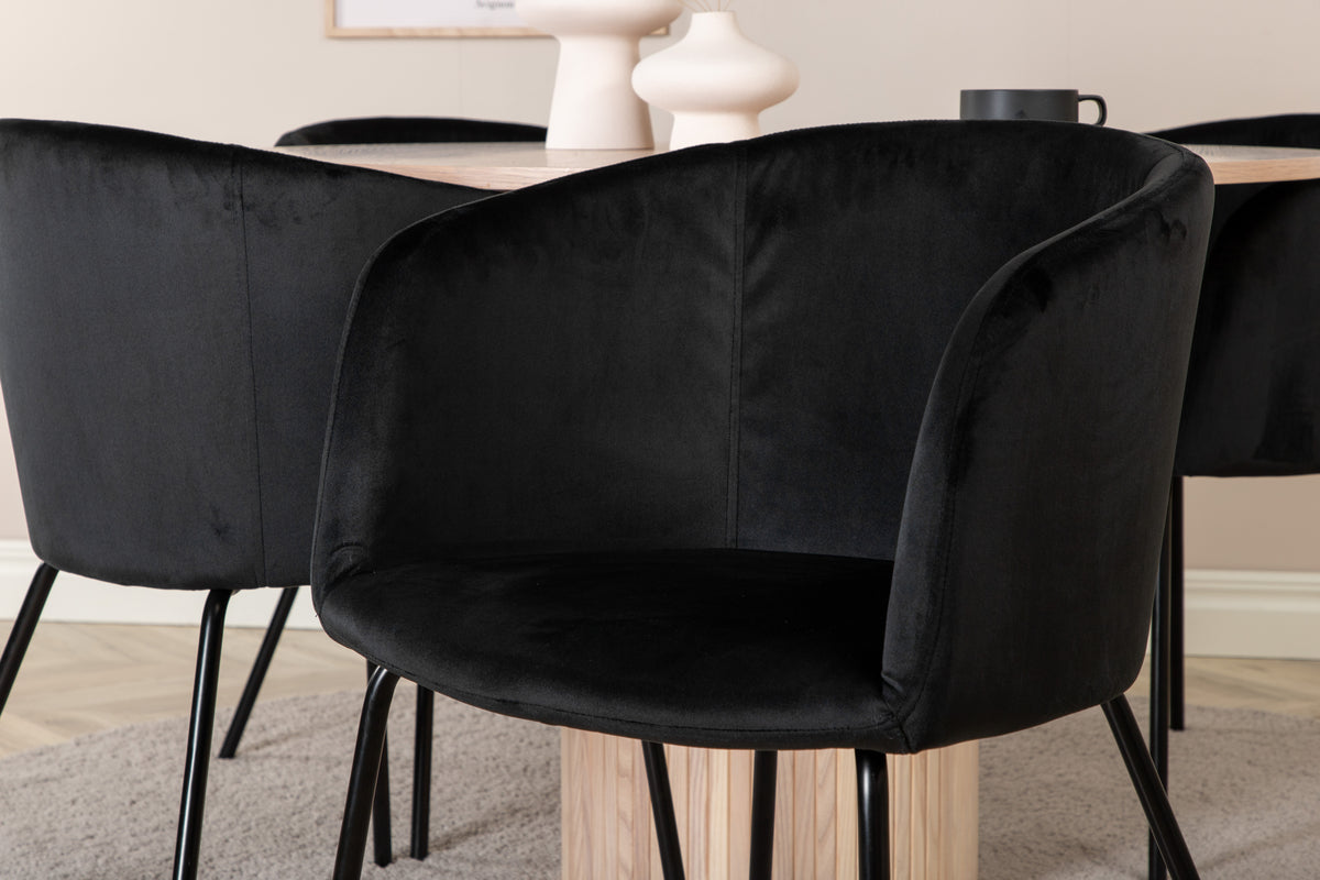Venture Design Berit & Bianca Matstolar Svart + Runda Matbord ⌀110 Vitputsad