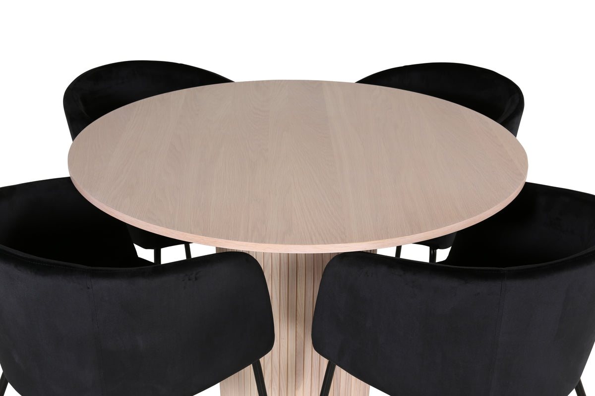 Venture Design Berit & Bianca Matstolar Svart + Runda Matbord ⌀110 Vitputsad