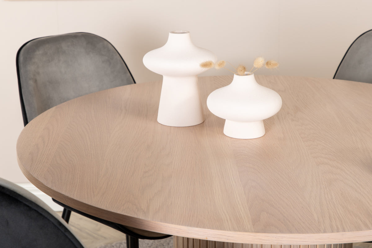 Venture Design Emma & Bianca Matstolar 2-pack Grå + Runda Matbord ⌀110 Vitputsad
