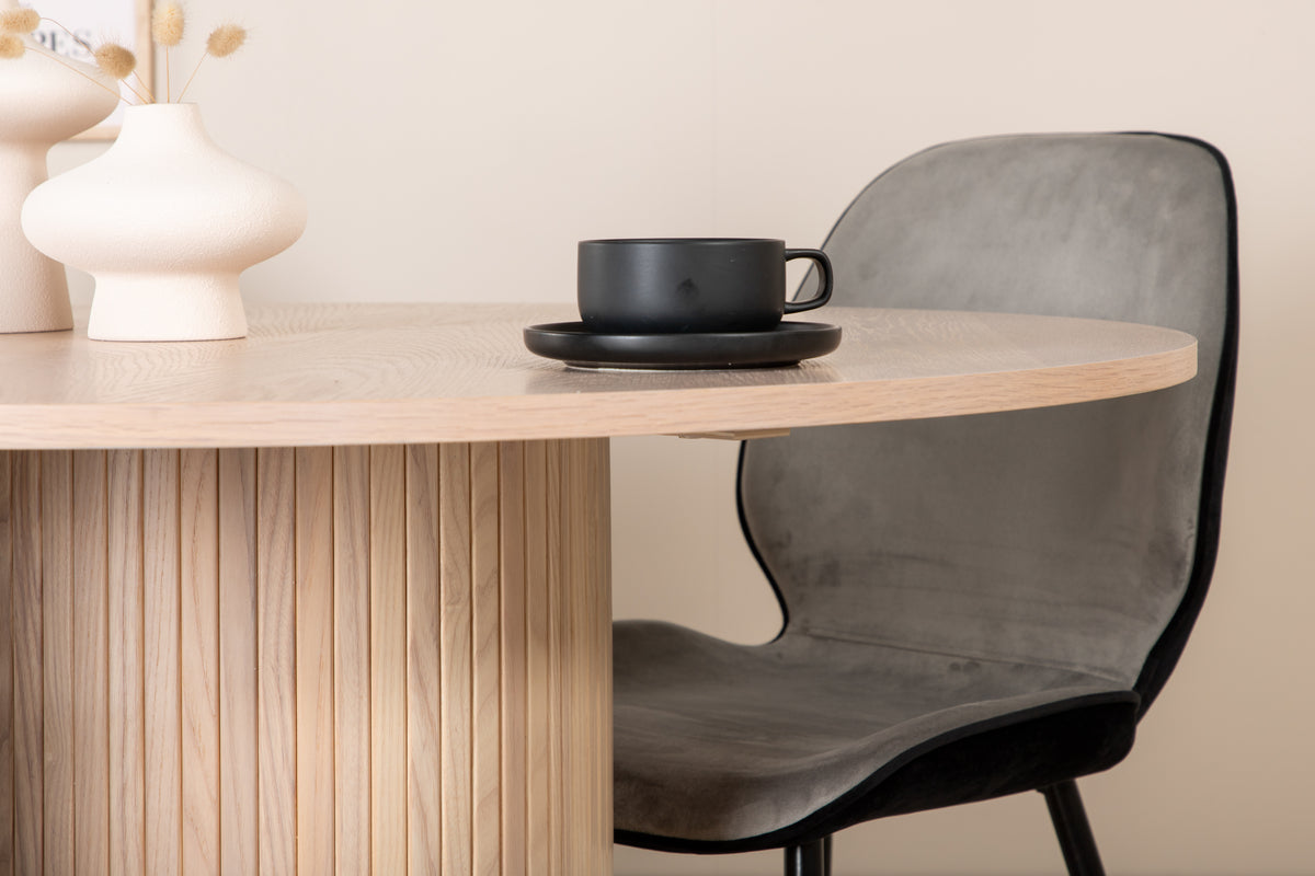 Venture Design Emma & Bianca Matstolar 2-pack Grå + Runda Matbord ⌀110 Vitputsad