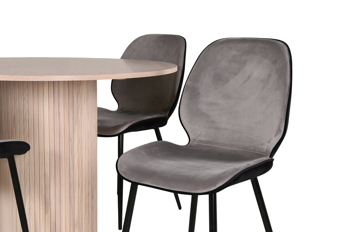 Venture Design Emma & Bianca Matstolar 2-pack Grå + Runda Matbord ⌀110 Vitputsad