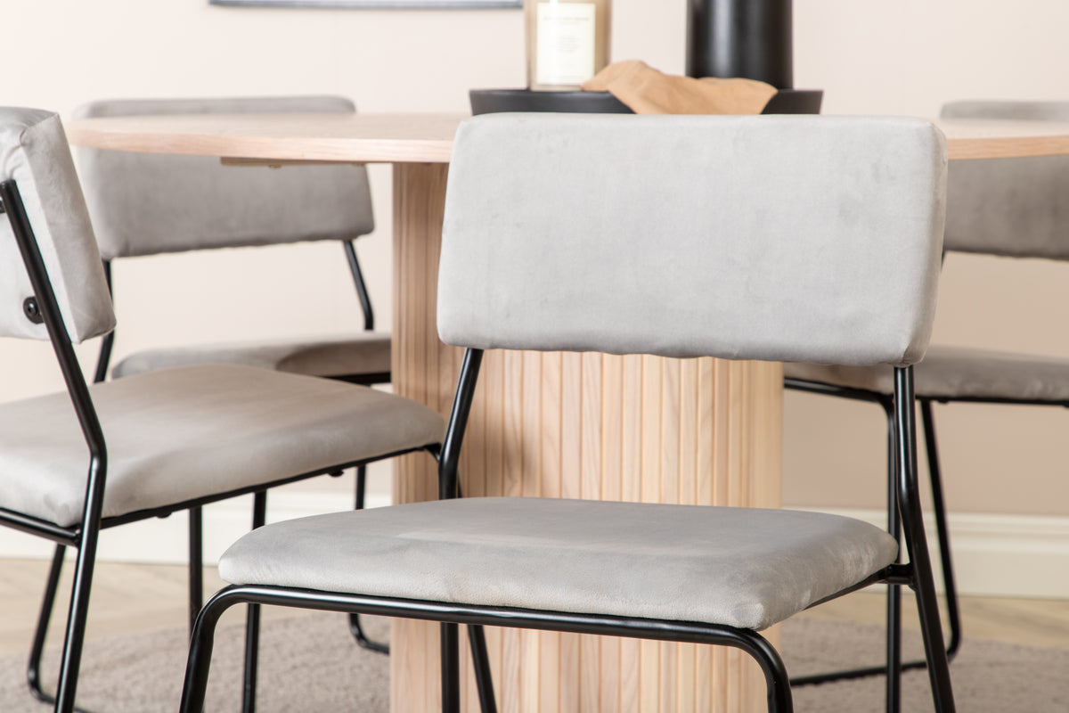 Venture Design Kenth & Bianca Matstolar 2-pack Grå + Runda Matbord ⌀110 Vitputsad