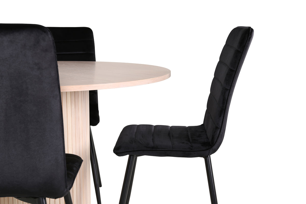 Venture Design Bianca & Windu Runda Matbord ⌀110 Vitputsad + Matstolar 2-pack Svart