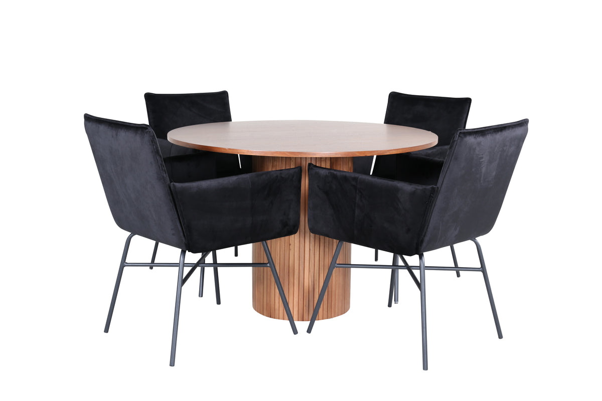 Venture Design Petra & Bianca Matstolar Svart + Matbord ⌀110