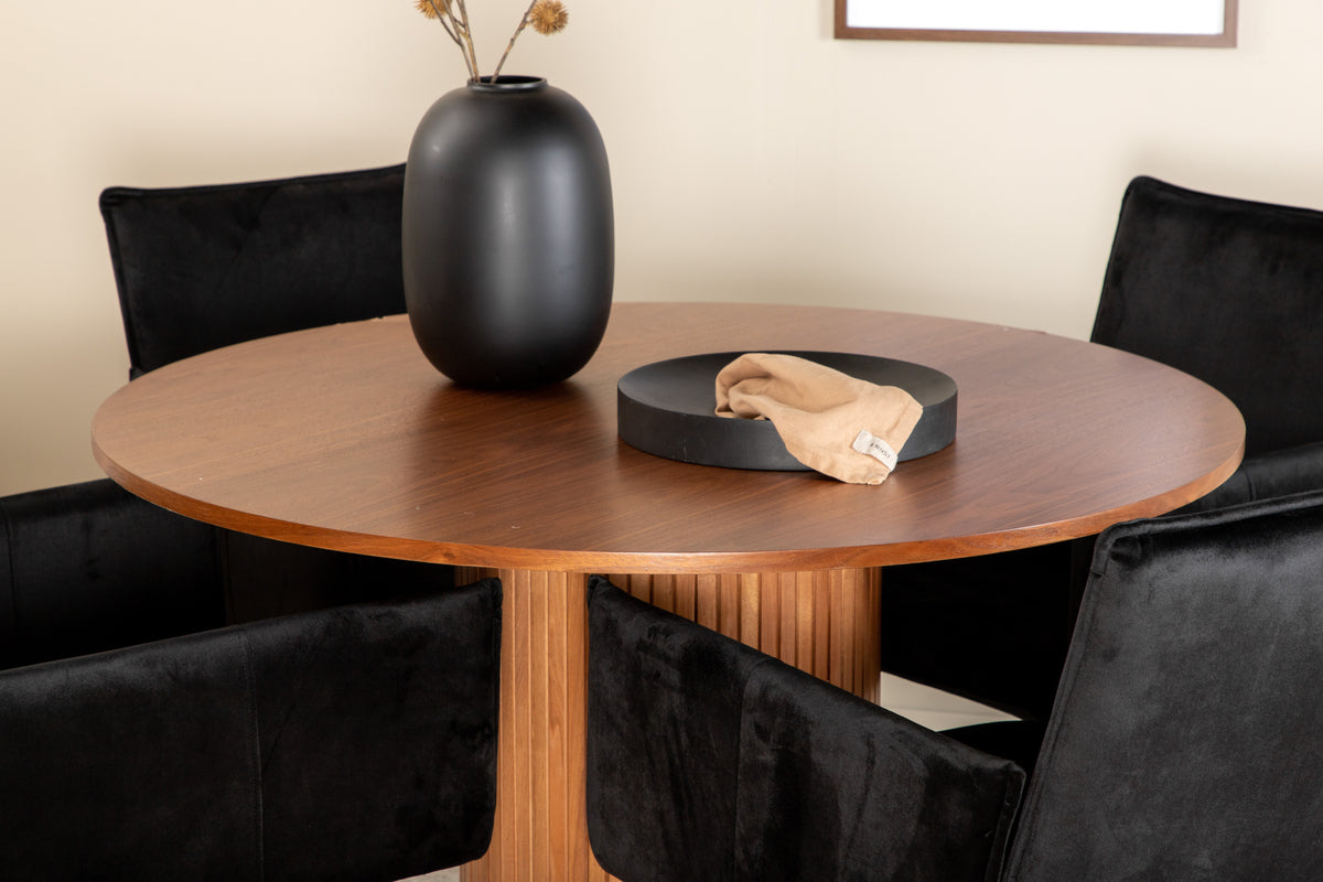 Venture Design Petra & Bianca Matstolar Svart + Matbord ⌀110