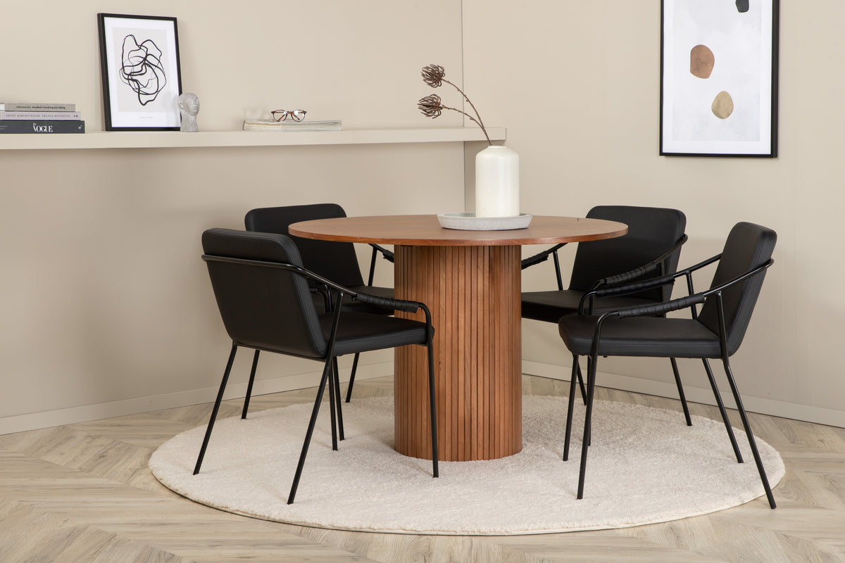 Venture Design Tvist & Bianca Matstolar Svart + Matbord ⌀110