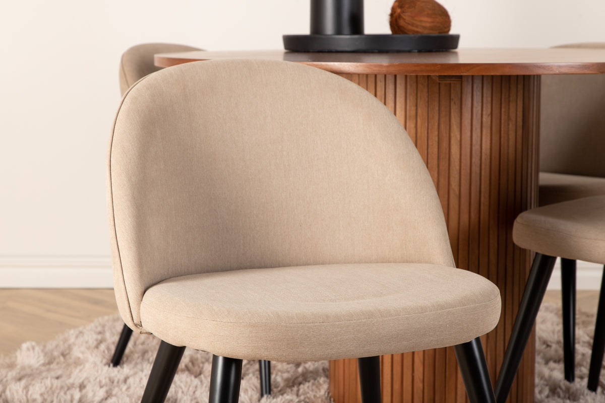 Venture Design Bianca & Velvet Runda Matbord ⌀110 Valnöt + Matstolar 2-pack Beige