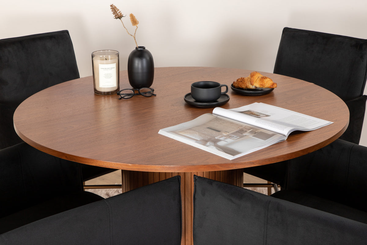 Venture Design Petra & Bianca Matstolar Svart + Matbord ⌀110