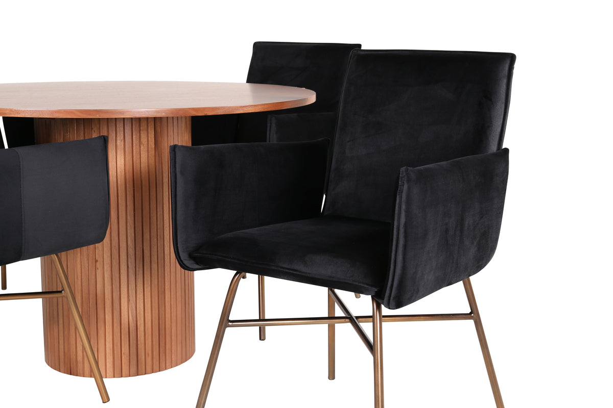 Venture Design Petra & Bianca Matstolar Svart + Matbord ⌀110