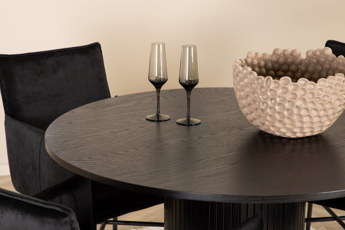 Venture Design Petra & Bianca Matstolar Svart + Matbord ⌀110