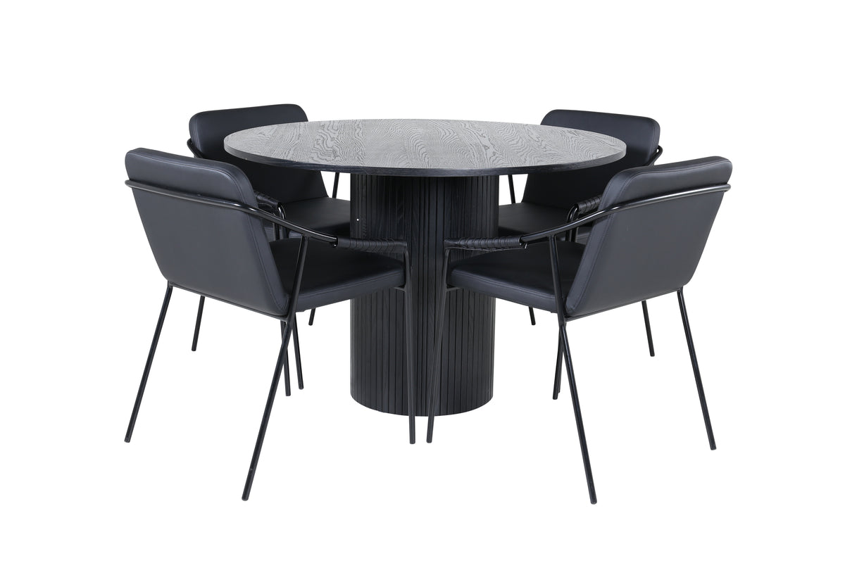 Venture Design Tvist & Bianca Matstolar Svart + Matbord ⌀110