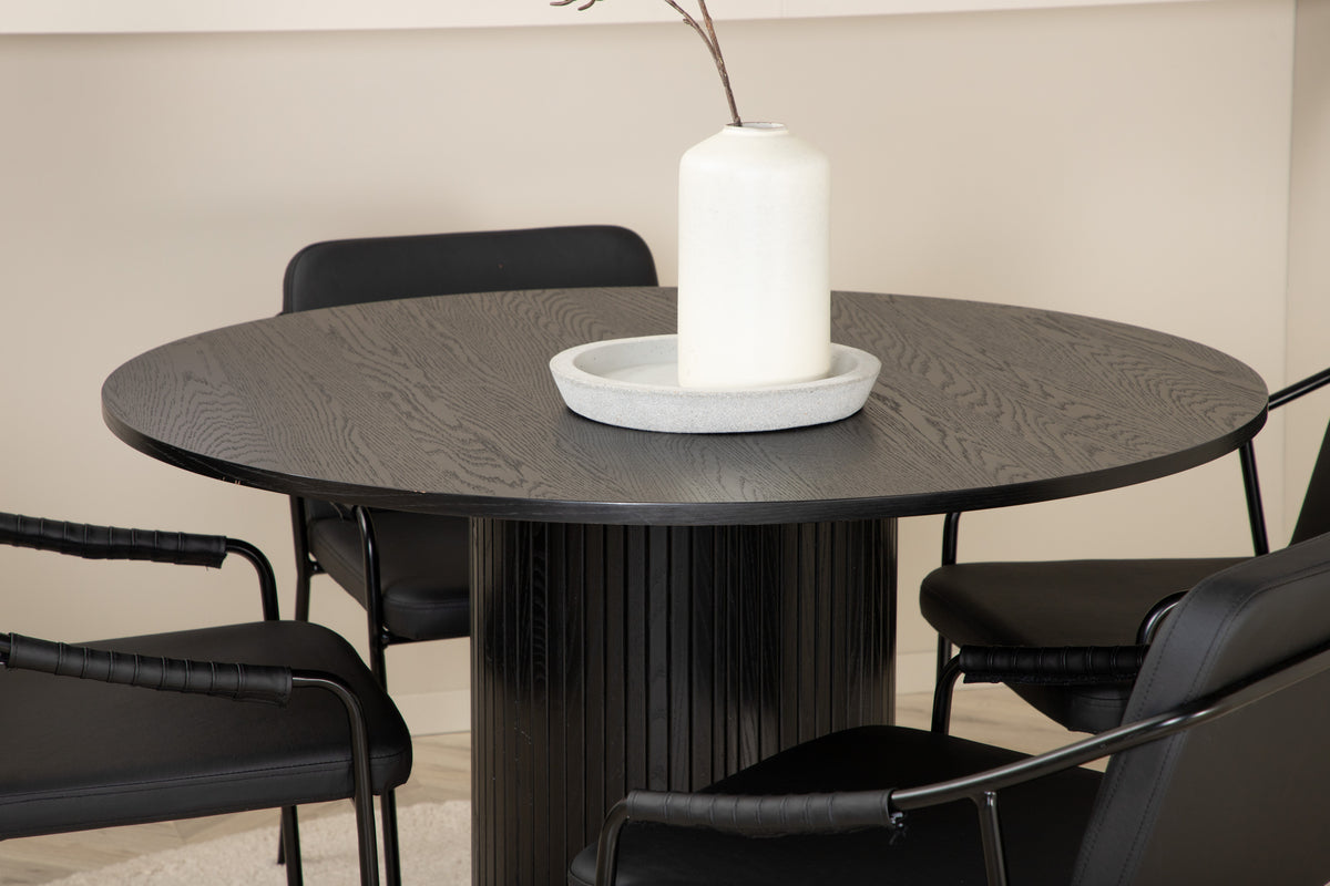 Venture Design Tvist & Bianca Matstolar Svart + Matbord ⌀110