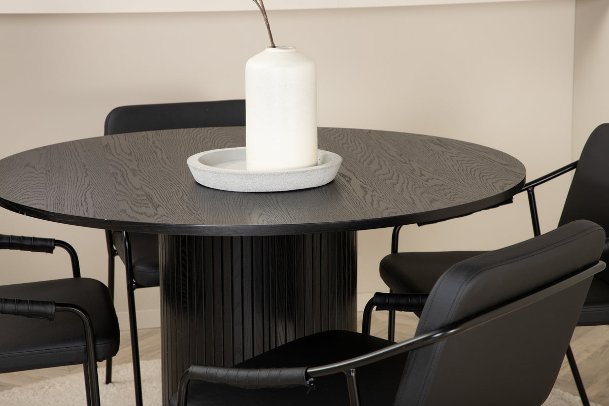 Venture Design Tvist & Bianca Matstolar Svart + Matbord ⌀110