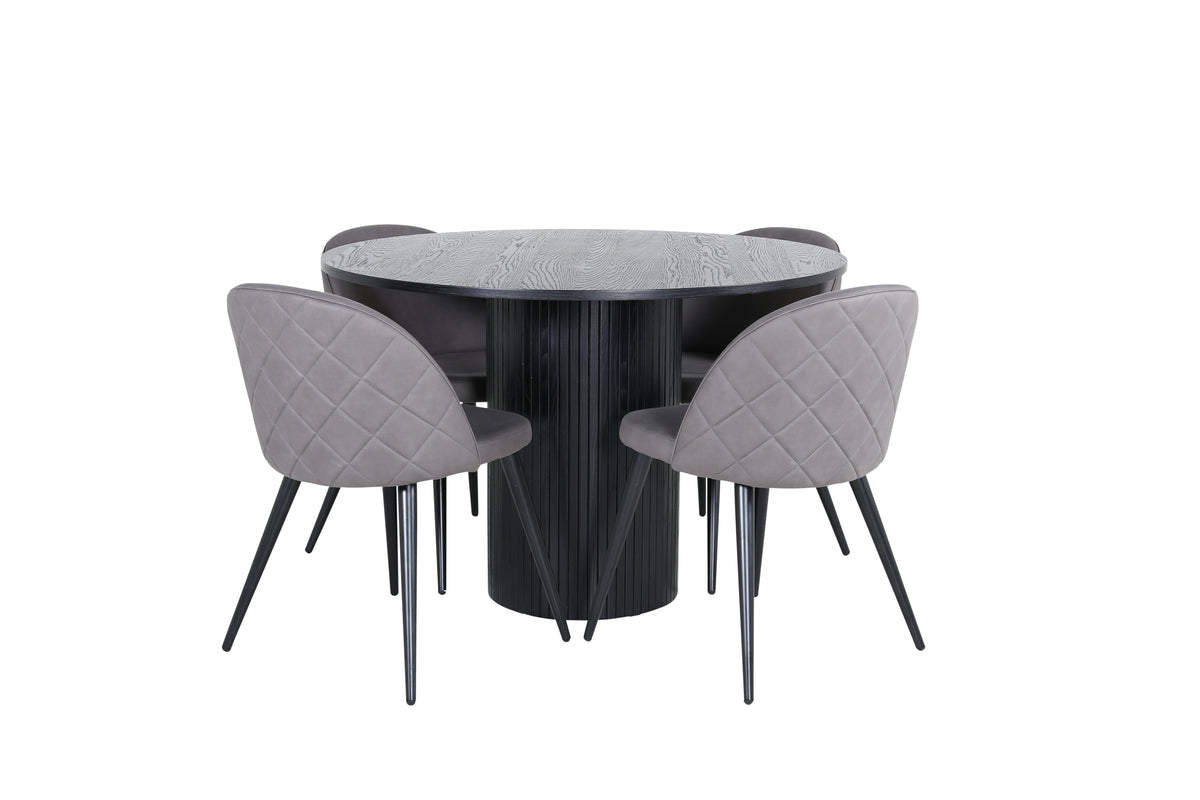 Venture Design Bianca & Velvet Matbord ⌀110 + Matstolar Grå