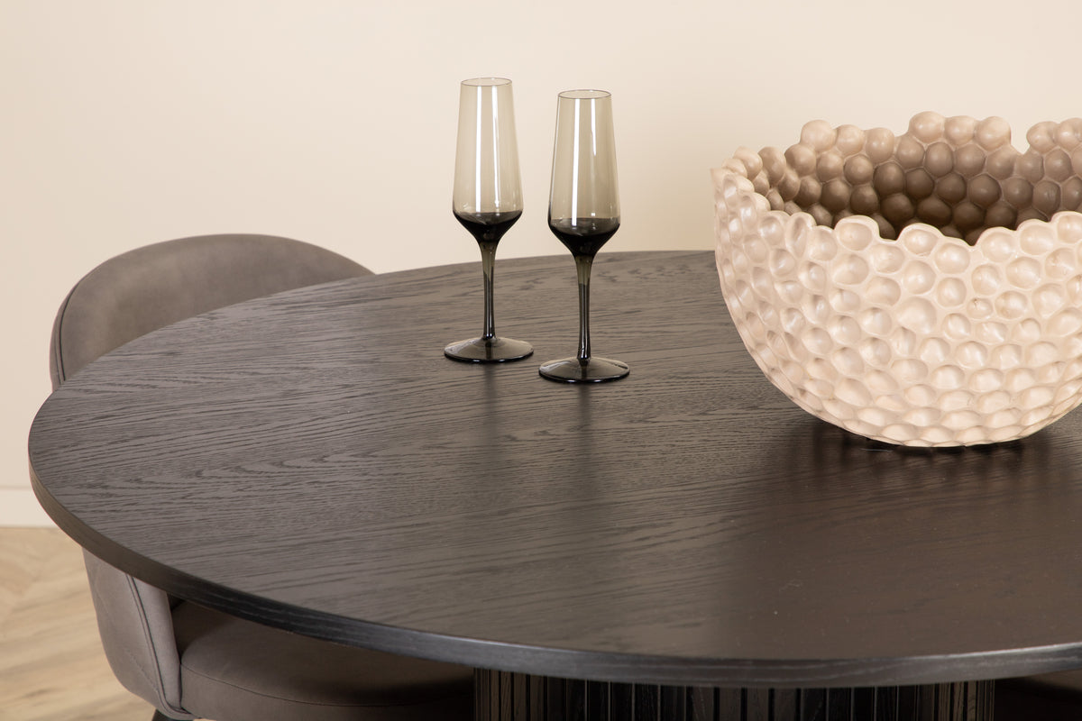 Venture Design Bianca & Velvet Matbord ⌀110 + Matstolar Grå