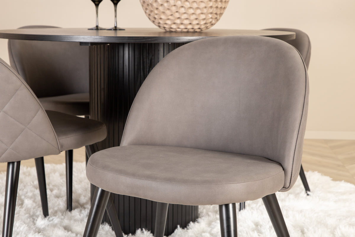 Venture Design Bianca & Velvet Matbord ⌀110 + Matstolar Grå