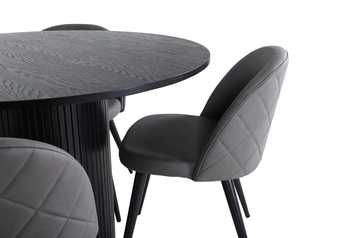 Venture Design Bianca & Velvet Matbord ⌀110 + Matstolar Grå