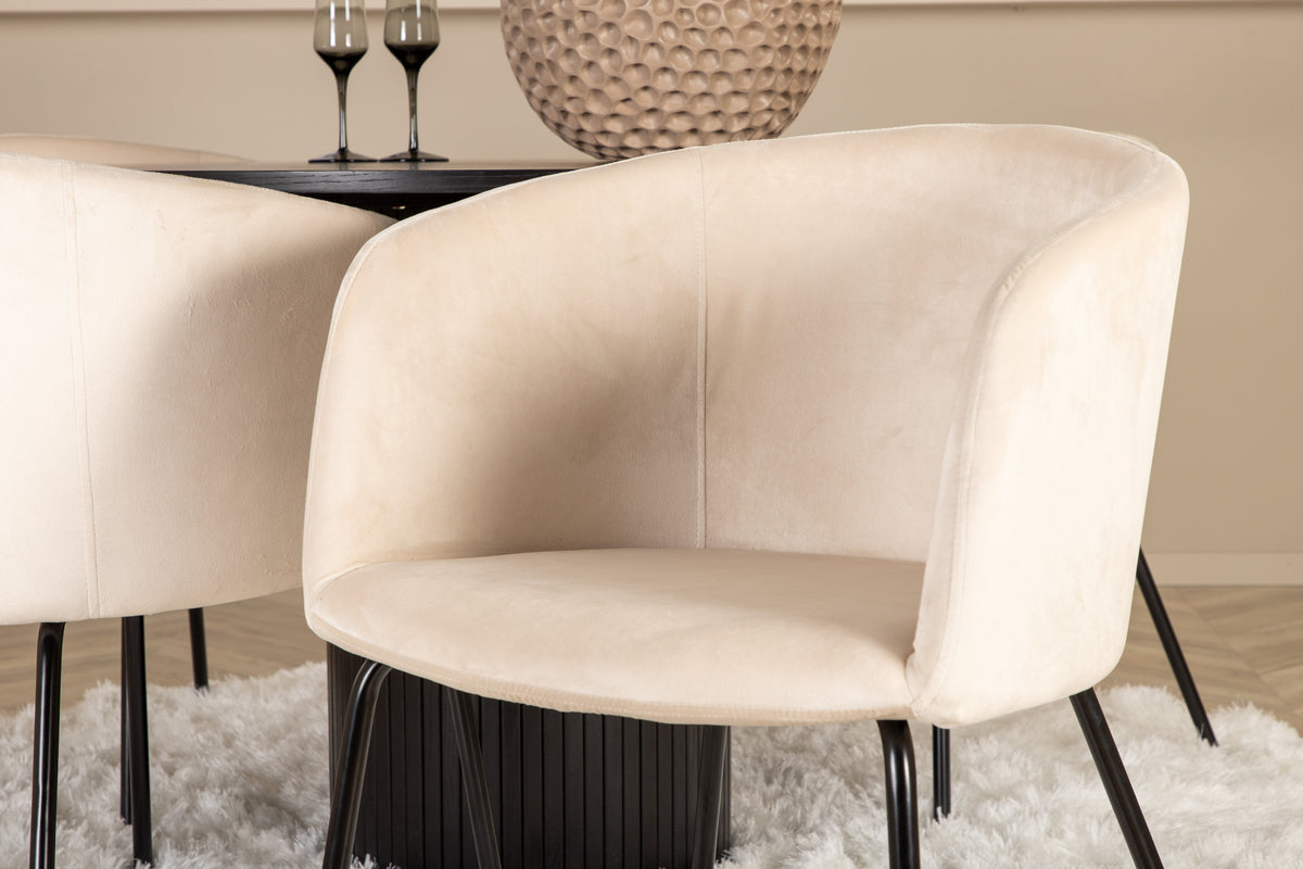 Venture Design Berit & Bianca Matstolar Beige + Runda Matbord ⌀110 Svart