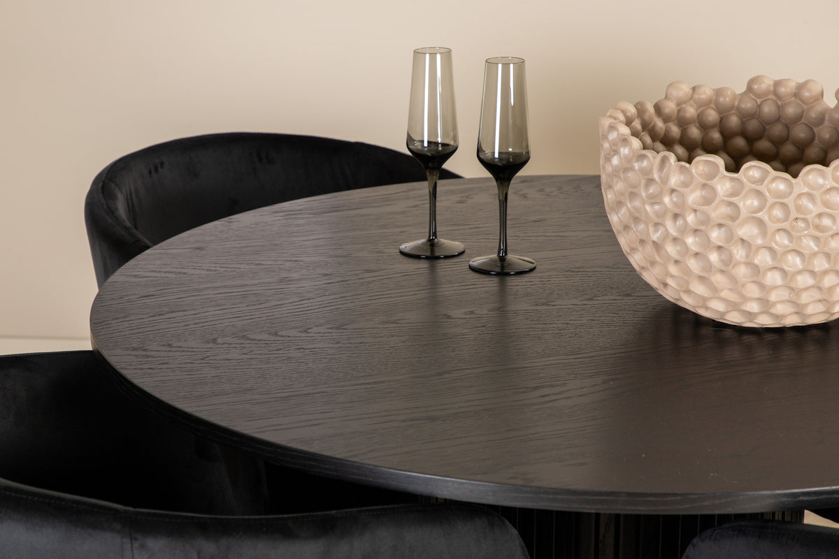 Venture Design Berit & Bianca Matstolar Svart + Runda Matbord ⌀110 Svart