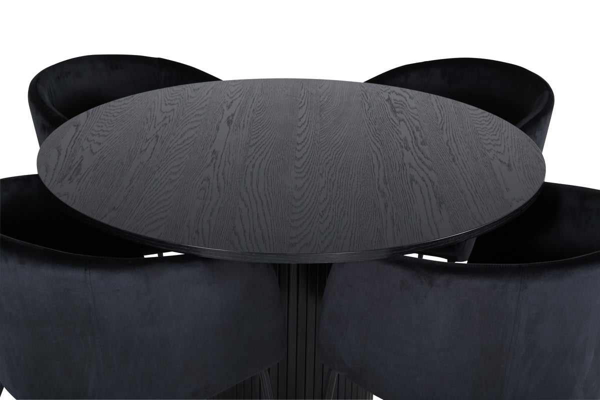 Venture Design Berit & Bianca Matstolar Svart + Runda Matbord ⌀110 Svart